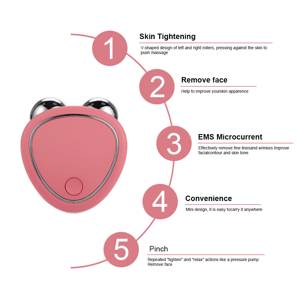 Portable Facial Micro-current Beauty Double Roller Massager